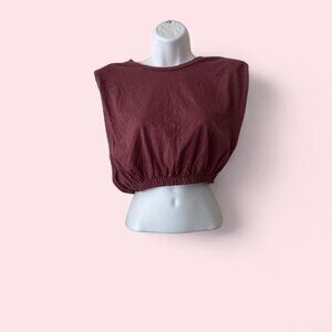 Zara Women's Burgundy and Red Crop-top